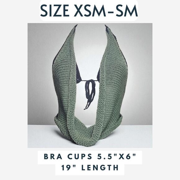 Handmade Knit Halter Top with Crochet Bra - Picture 2 of 8